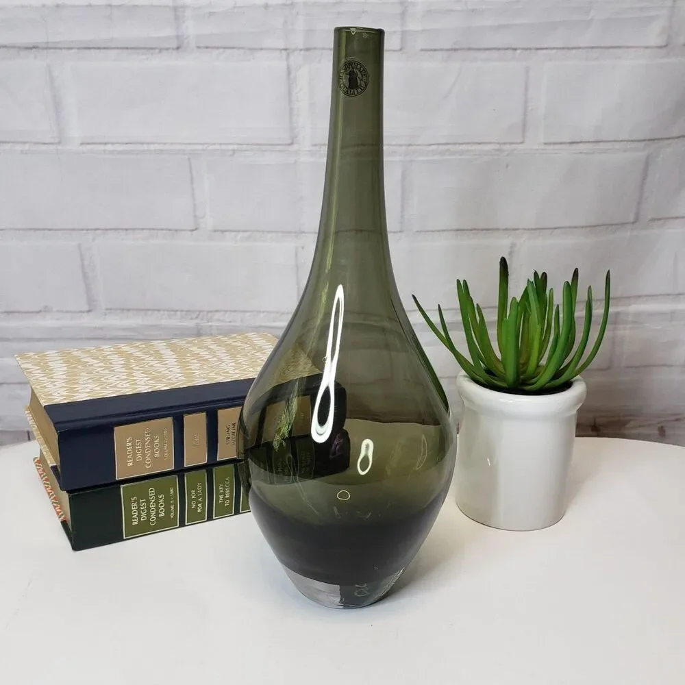 Vintage IKEA Salong Smoky Grey Hand Blown Glass Bud Vase 12